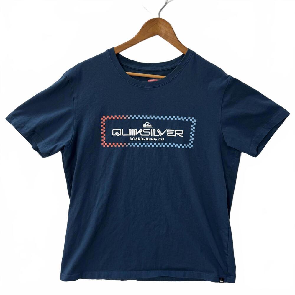 Vintage Quiksilver Short Sleeve Men's XL‎ Cotton Navy with Logo
